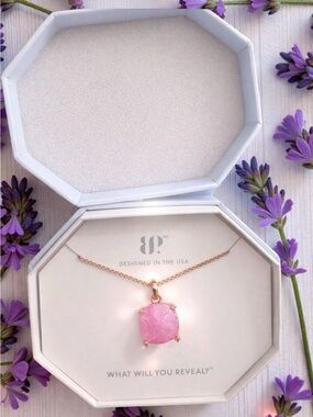 BP Rose Gold Pink Druzy Pendant Necklace